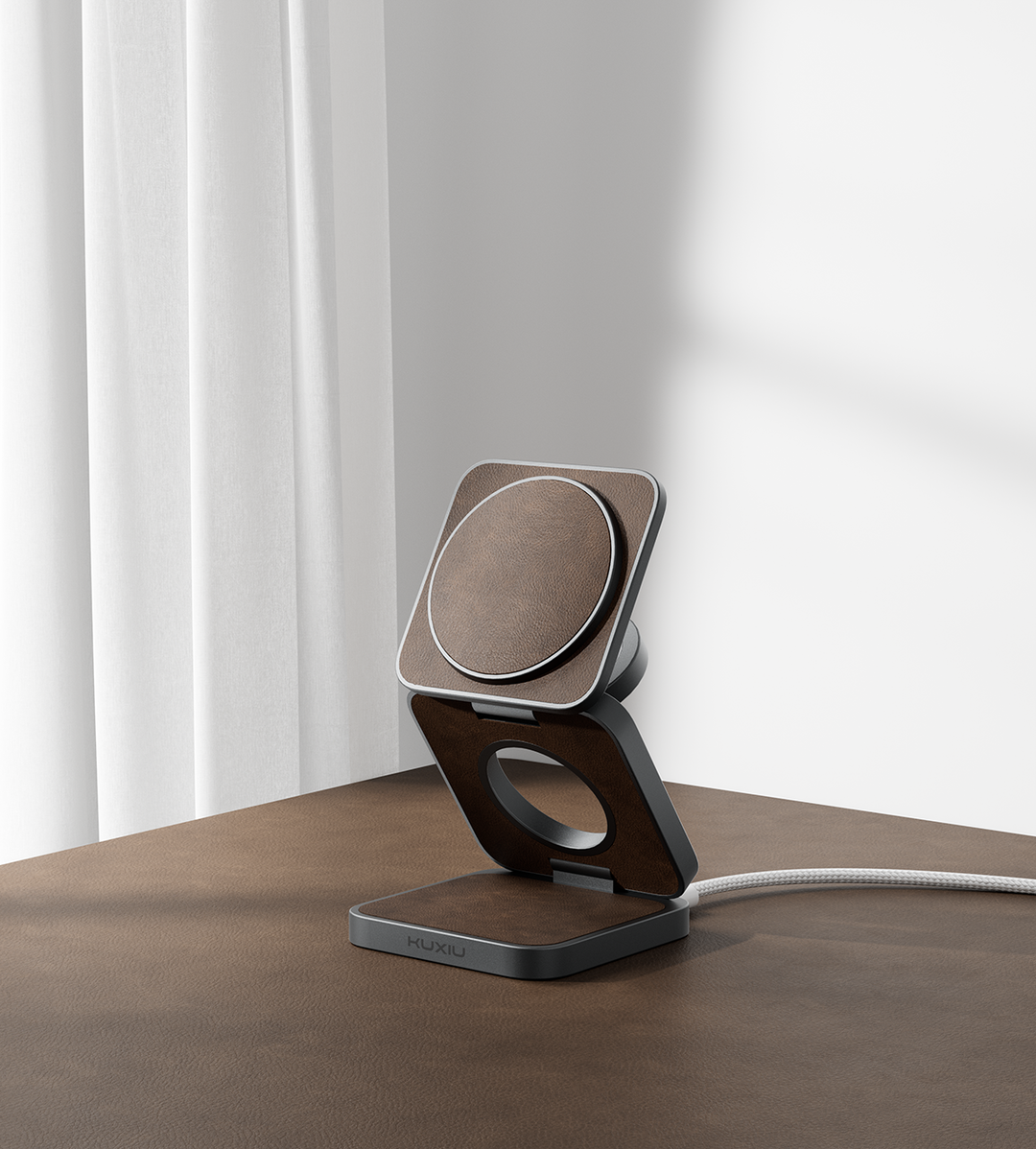 KUXIU X40 Pro 3-in-1 MagSafe Foldable Charging Stand - Leather Edition